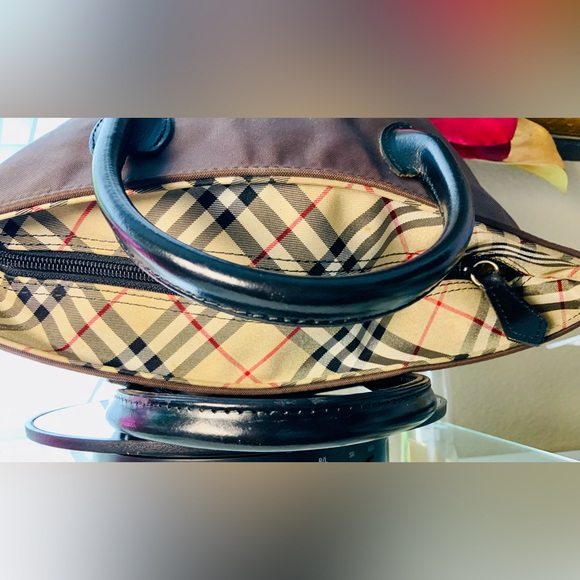 “HOST PICK” BURBERRYSs Nova Check Blue Label Tote Bag Nylon Brown Auth - Picture 7 of 11